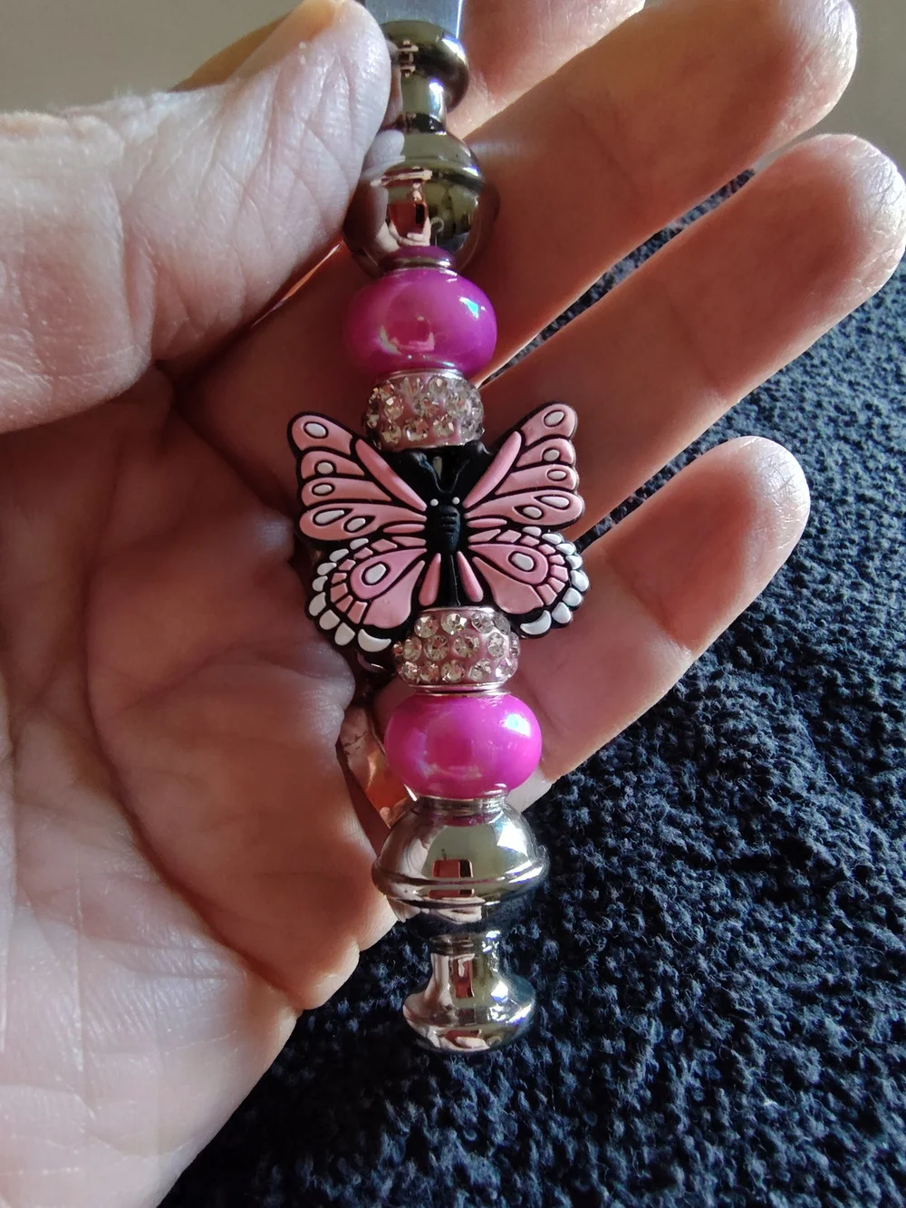 Beaded Butterfly Bottle Opener - Pink Accent